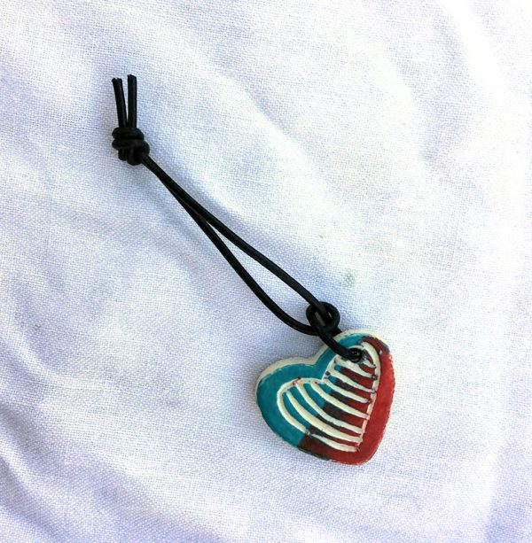 Key Fob/Ornament Red/Turquoise Heart