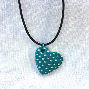 Turquoise Dot-Ceramic Heart Pendant Necklace